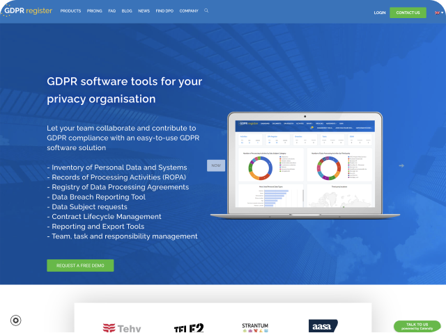 GDPR Register&nbsp; - Website Landing page design